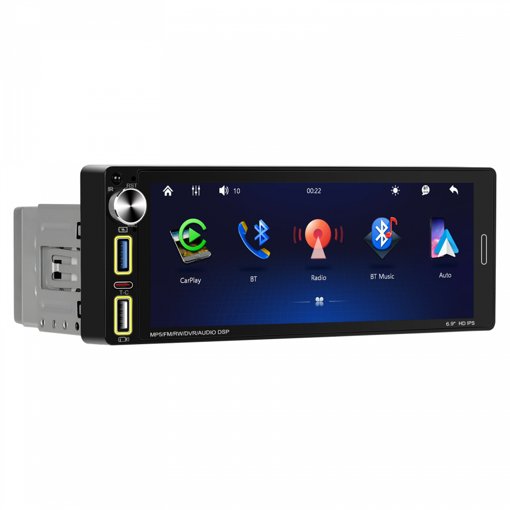 Player Auto 1DIN universal 6.9 inch, MP5 Playe cu Carplay și Android Auto fara fir, Bluetooth, USB [8]