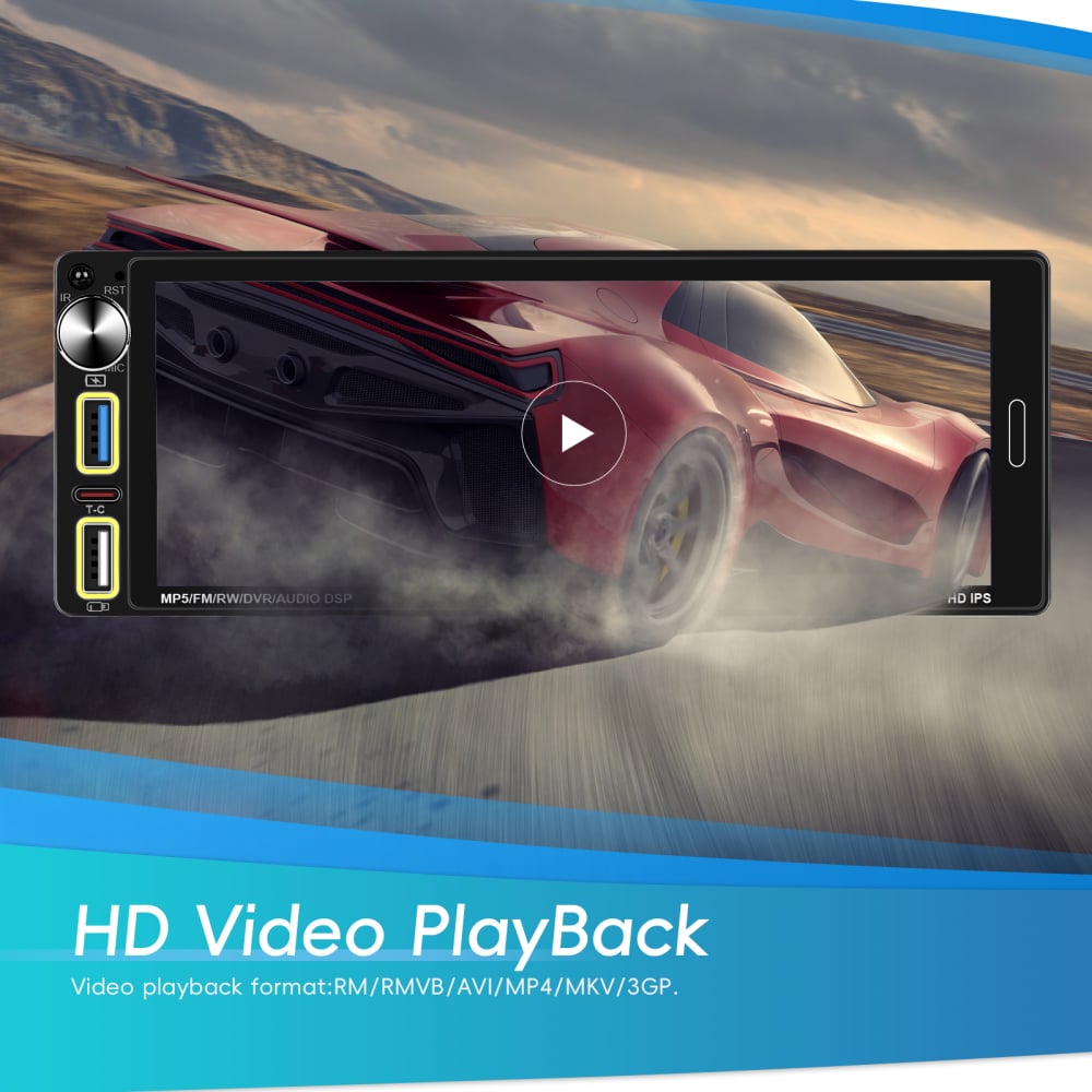 Player Auto 1DIN universal 6.9 inch, MP5 Playe cu Carplay și Android Auto fara fir, Bluetooth, USB [9]