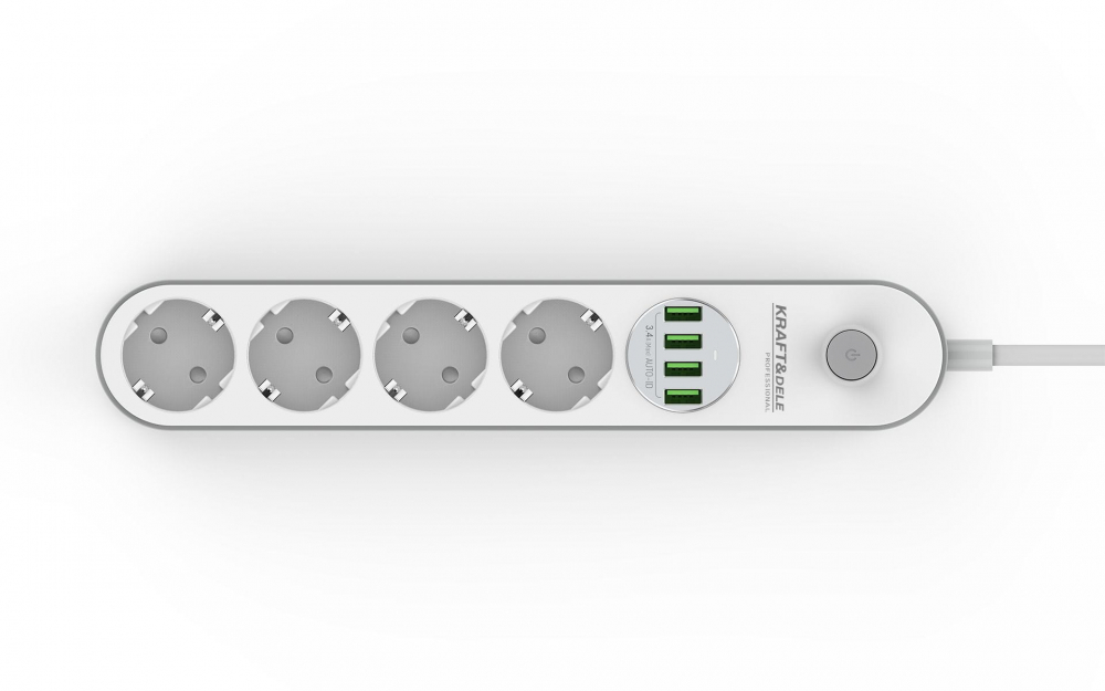 Prelungitor electric 2m cu 4 prize și 4 porturi USB – protecție suprasarcină și siguranță copii [4]