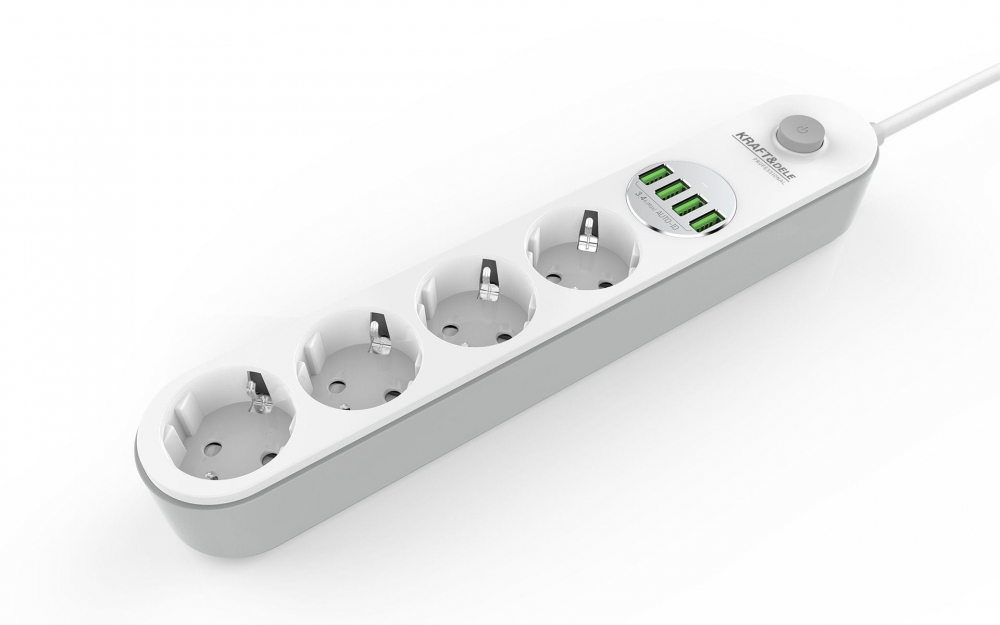 Prelungitor electric 2m cu 4 prize și 4 porturi USB – protecție suprasarcină și siguranță copii [1]