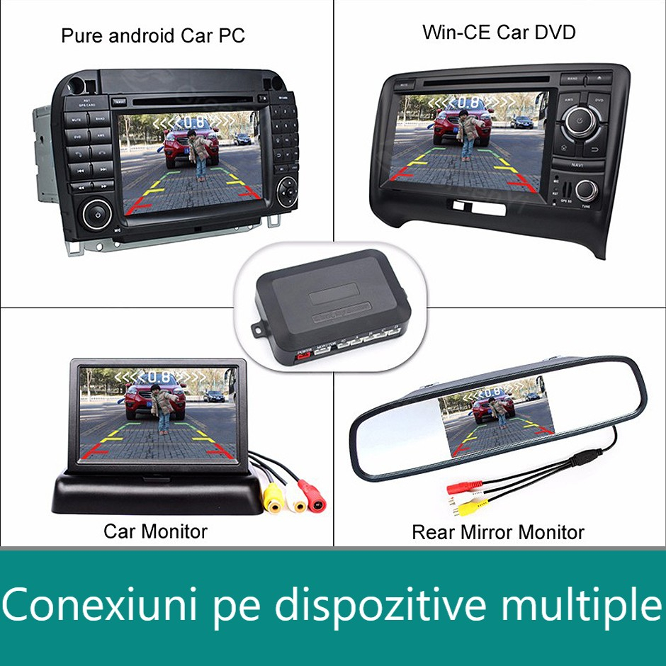Senzori de Parcare cu 4 Detectoare – Compatibili VIDEO RCA cu Cameră și Navigație Auto [10]