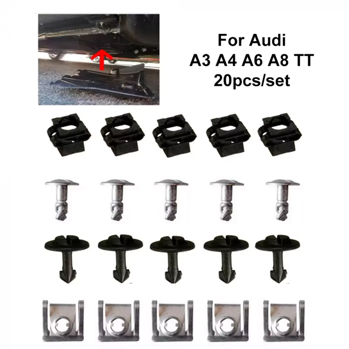 Set 20 cleme fixare scut Volkswagen, Audi A3 A4 B6/B7 A6 A8 TT [2]