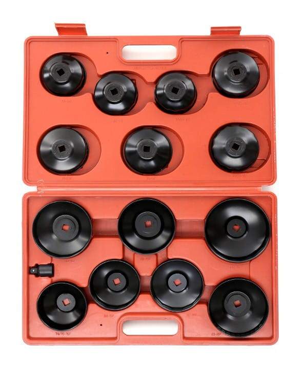 Set Chei pentru Filtre de Ulei 15 piese cu Adaptor 3/4 la 1/2, Compatibil Multimarcă, Cutie Transport rosie [4]