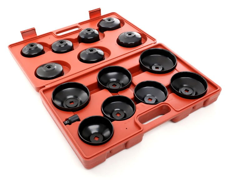 Set Chei pentru Filtre de Ulei 15 piese cu Adaptor 3/4 la 1/2, Compatibil Multimarcă, Cutie Transport rosie [3]