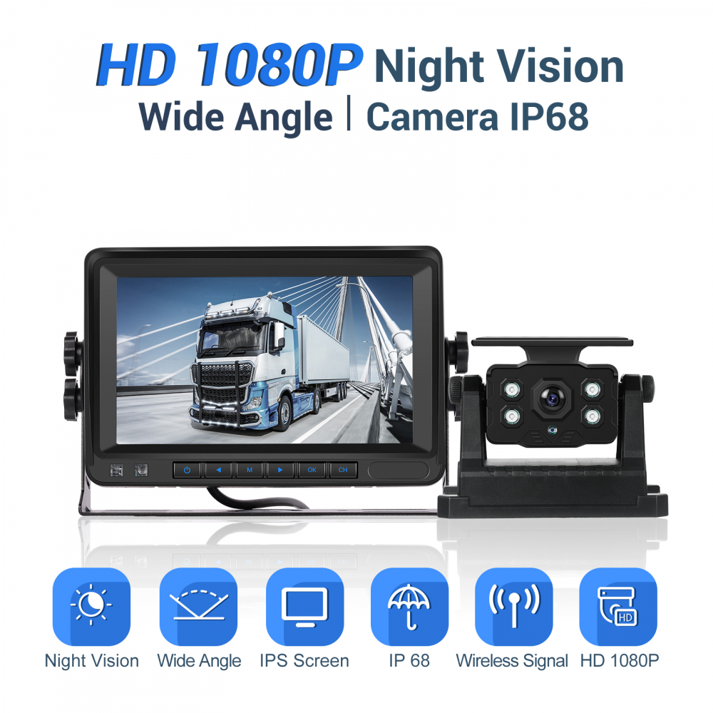 Set Monitor și Cameră Mărșarier Wireless, incarcare solara,pentru Tir, Duba, Camion, Autocar, 1080P FHD, Unghi 150° Night Vision [17]