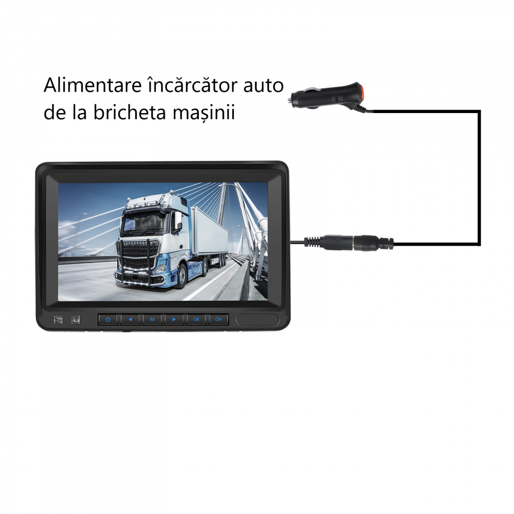 Set Monitor și Cameră Mărșarier Wireless, incarcare solara,pentru Tir, Duba, Camion, Autocar, 1080P FHD, Unghi 150° Night Vision [15]