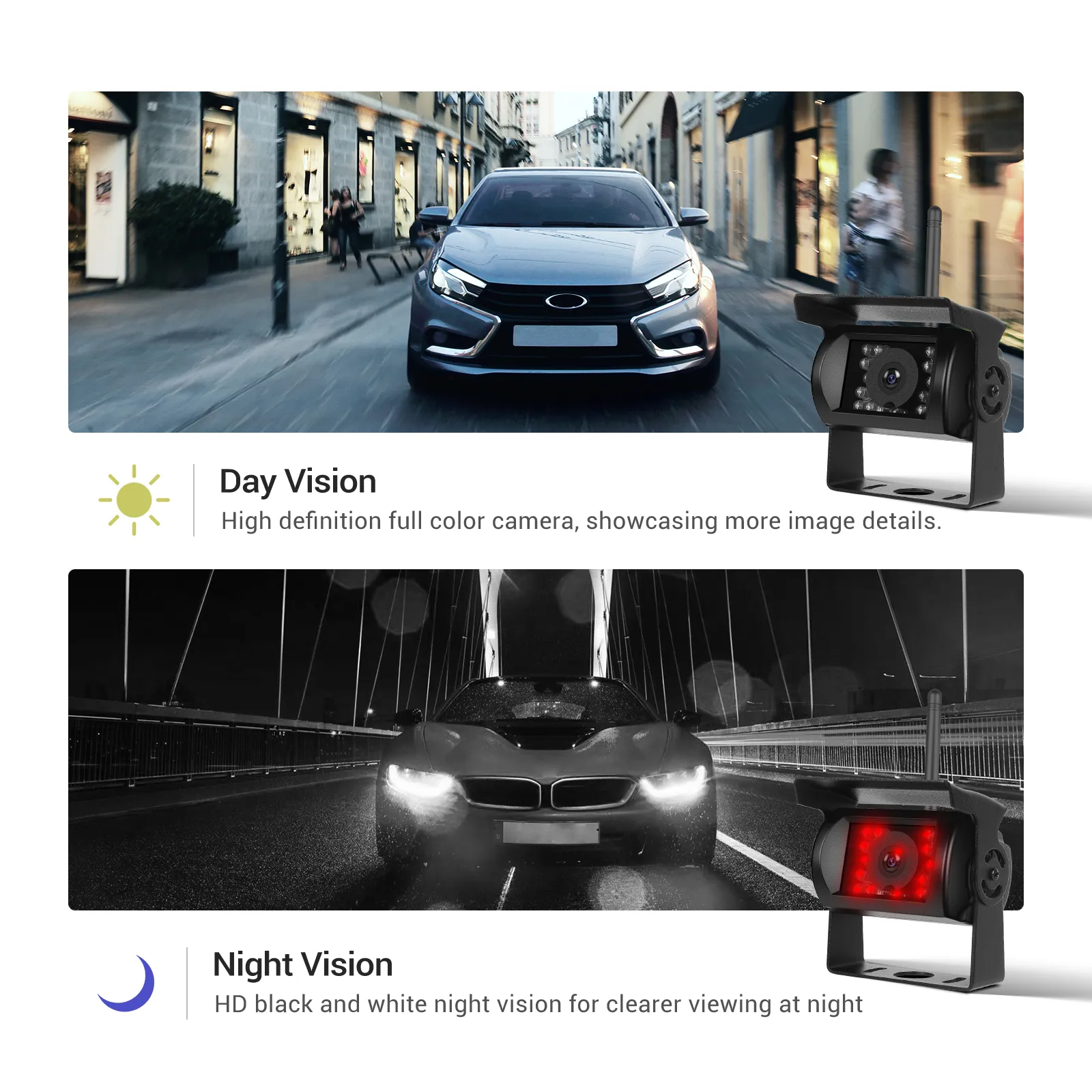 Set Monitor și Cameră Mărșarier Wireless pentru Tir, Duba, Camion, Autocar, 1080P FHD, Unghi 150° Night Vision, rezistență la apă și praf, grad de protecție IP68 [4]