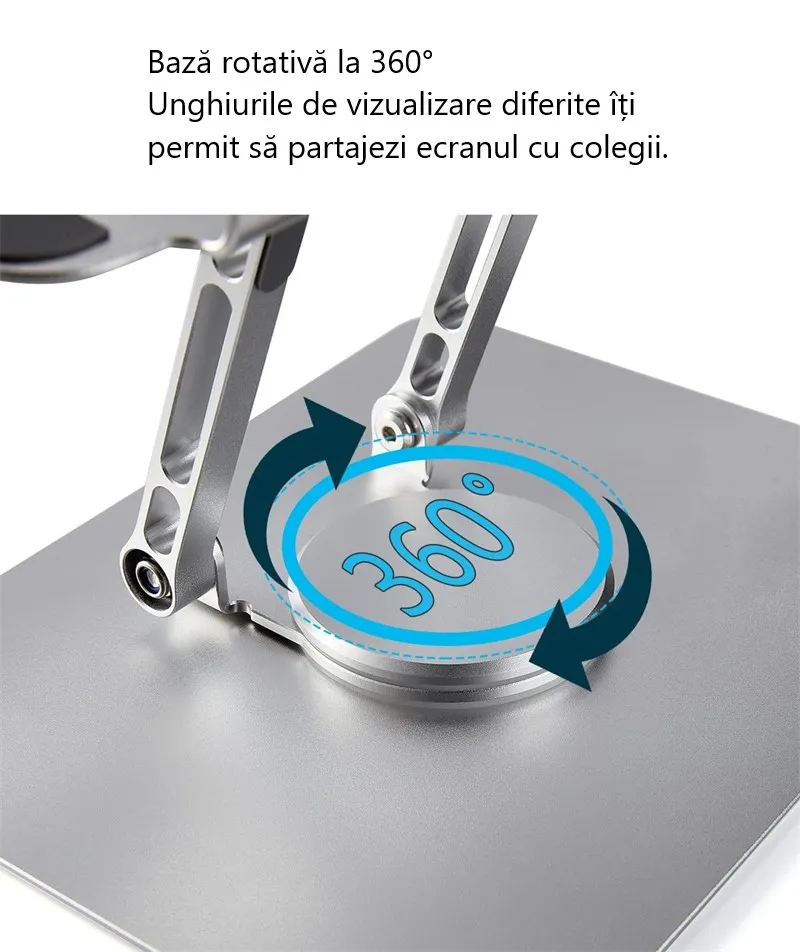 Stand laptop din aluminiu, reglabil 360°, compatibil 10"–17.3", aerisire și stabilitate, suport notebook premium [3]