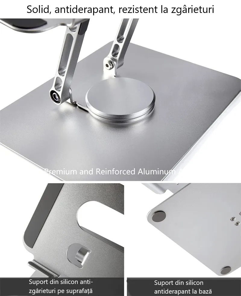 Stand laptop din aluminiu, reglabil 360°, compatibil 10"–17.3", aerisire și stabilitate, suport notebook premium [7]