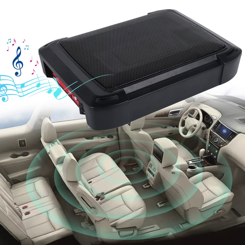Subwoofer activ auto 10" Slim 1000W, amplificator încorporat, intrare High/Low, 33.5×26.3×6 cm [4]