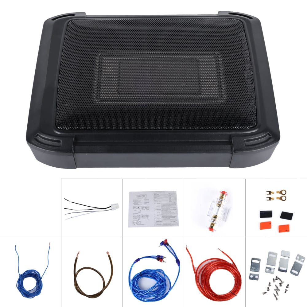 Subwoofer activ auto 10" Slim 1000W, amplificator încorporat, intrare High/Low, 33.5×26.3×6 cm [10]