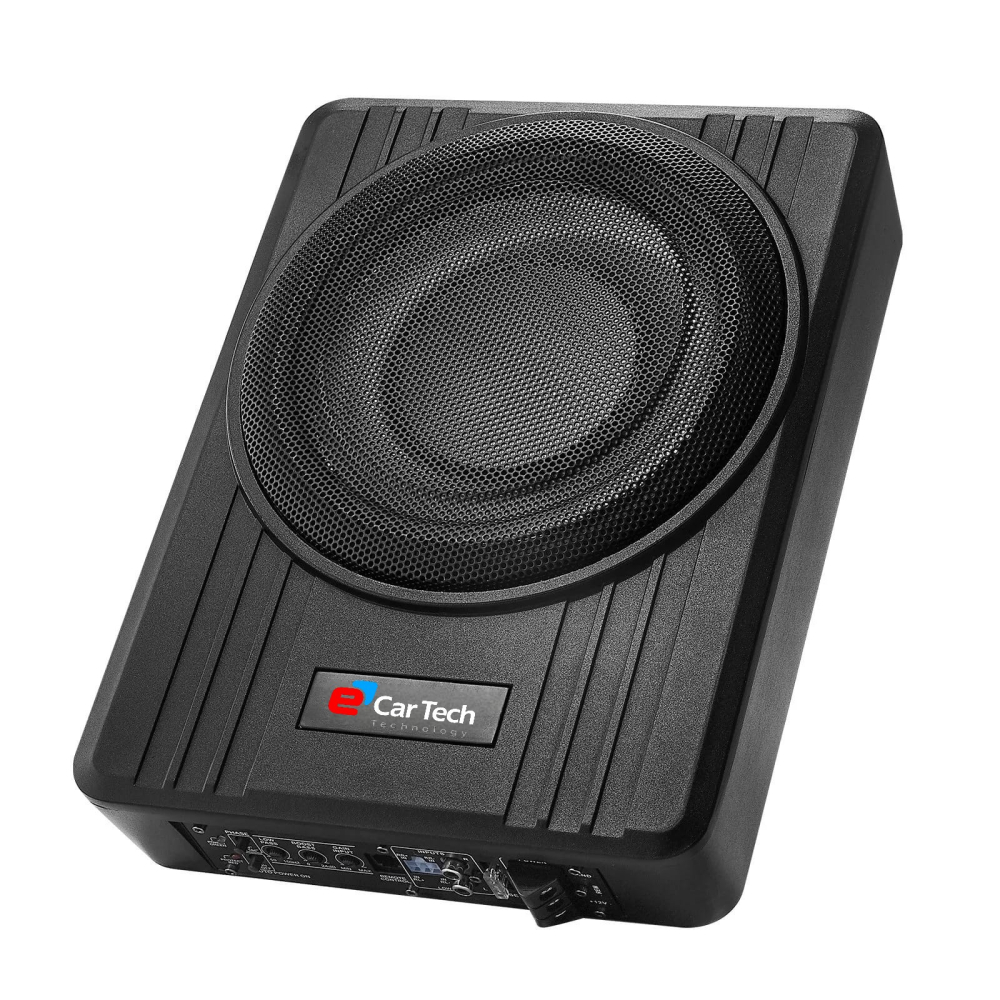 Subwoofer auto activ slim 10 inch 300W RMS, amplificator integrat, telecomandă bass, instalare sub scaun 12V [4]
