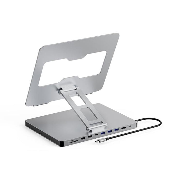 Suport laptop 360 cu hub 10 porturi USB-C HDMI 4K PD 100W din aluminiu ergonomic [2]