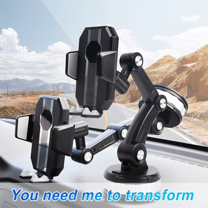 Suport pentru telefon ,Auto cu sistem de prindere a ventuzei reglabile , Ajustare Unghi suport si brat 360 de grade, Reglabil si Rotativ, Negru [6]