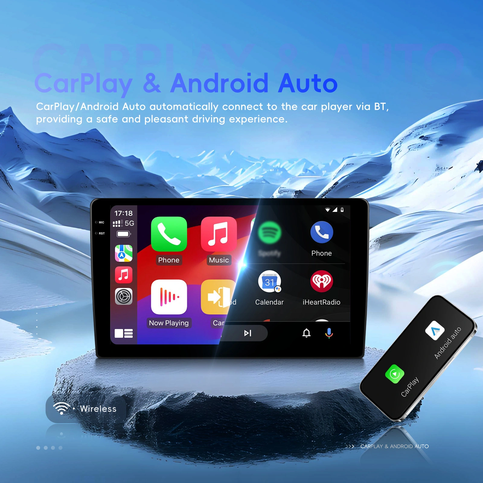 Tableta Multimedia Universala Auto 9 Inch INCELL, Android 15, 4GB RAM, 128GB ROM, Wireless CarPlay și Android Auto, DSP, Bluetooth, WiFi, ecran 9 inch [5]