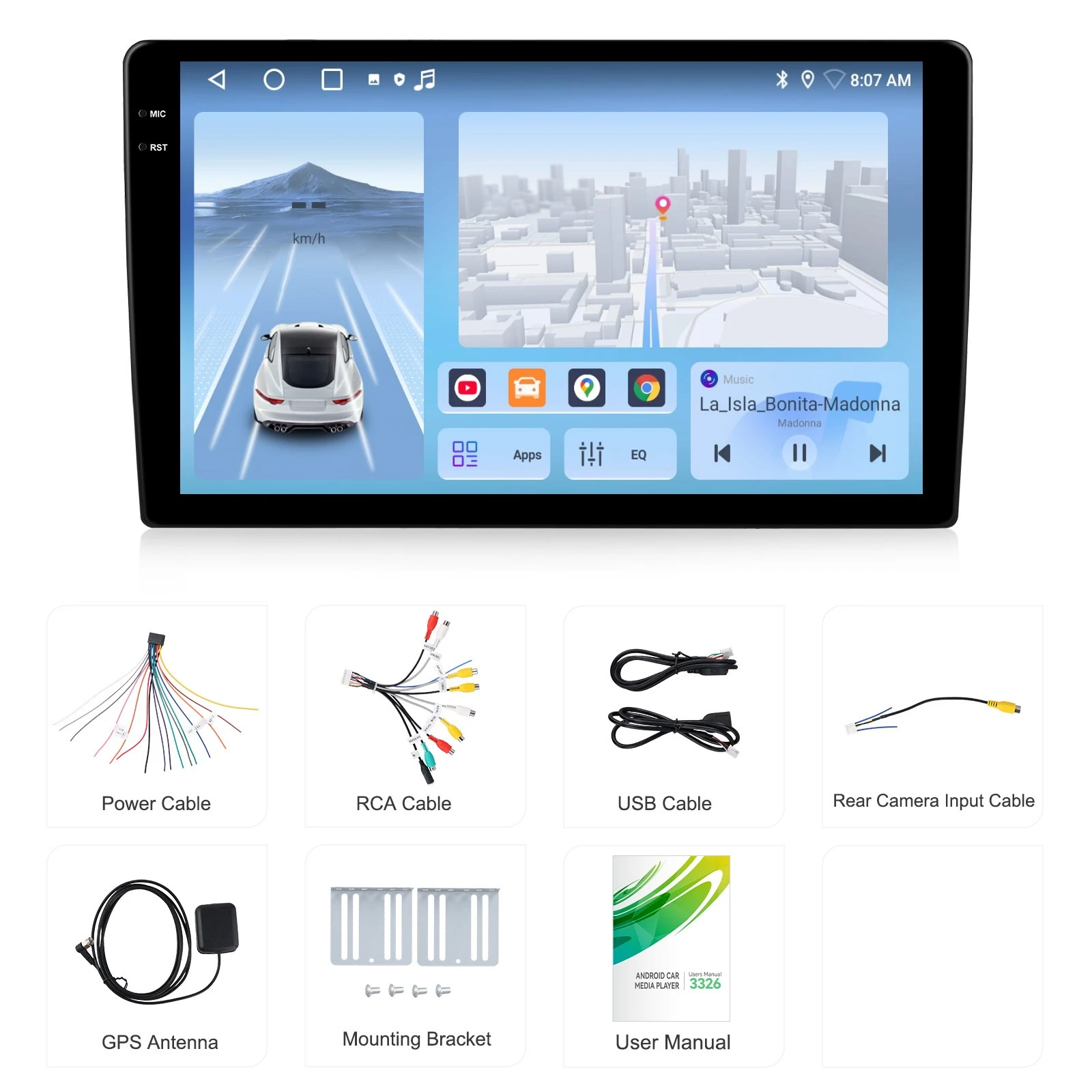 Tableta Multimedia Universala Auto 9 Inch INCELL, Android 15, 4GB RAM, 128GB ROM, Wireless CarPlay și Android Auto, DSP, Bluetooth, WiFi, ecran 9 inch [2]