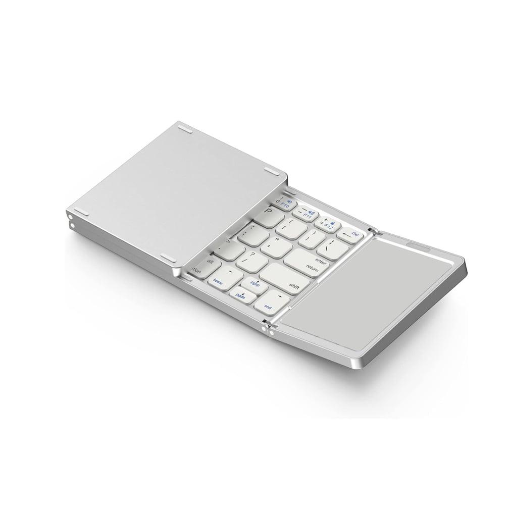 Tastatură Pliabilă Bluetooth cu Touchpad, Compatibilă iOS/Android/Windows/Mac, Ultra Compactă și Portabilă – Silver [1]