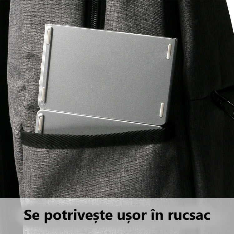 Tastatură Pliabilă cu Touchpad, Bluetooth 5.1 + 2.4G, Portabilă și Reîncărcabilă – Gri Elegant [10]