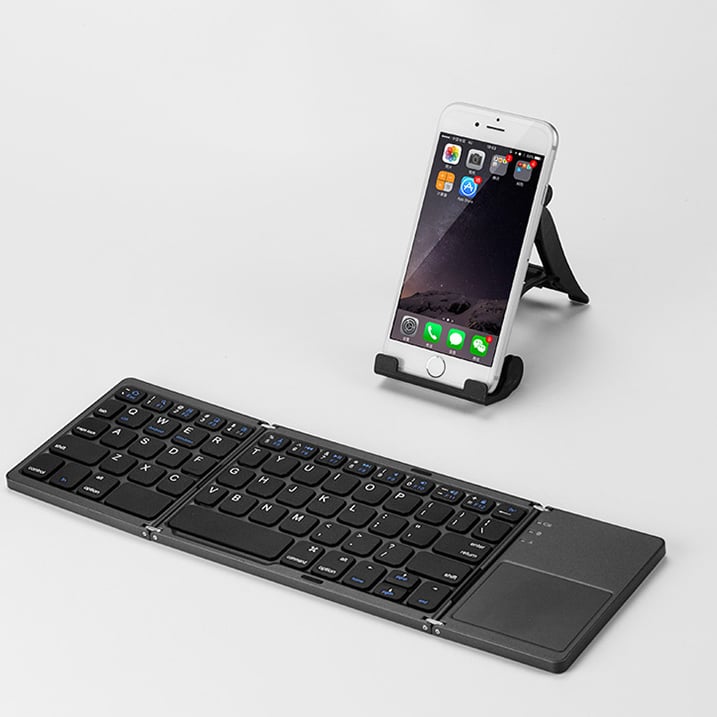 Tastatură Pliabilă cu Touchpad, Bluetooth 5.1 + 2.4G, Portabilă și Reîncărcabilă – Gri Elegant [11]