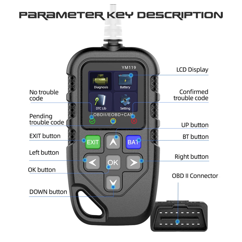 Tester auto OBD2 profesional YM119 cu funcție de diagnoză completă și testare baterie [4]