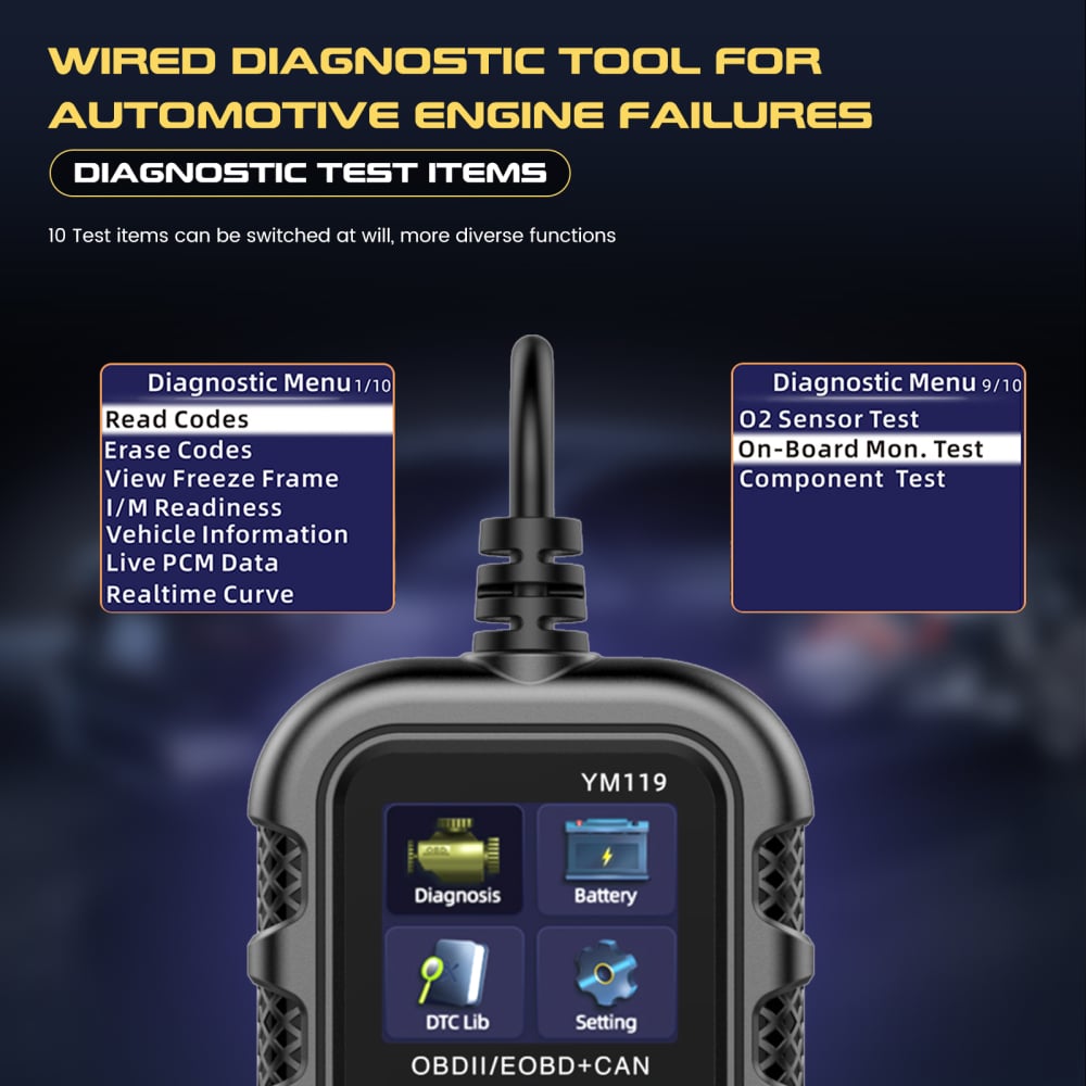 Tester auto OBD2 profesional YM119 cu funcție de diagnoză completă și testare baterie [5]