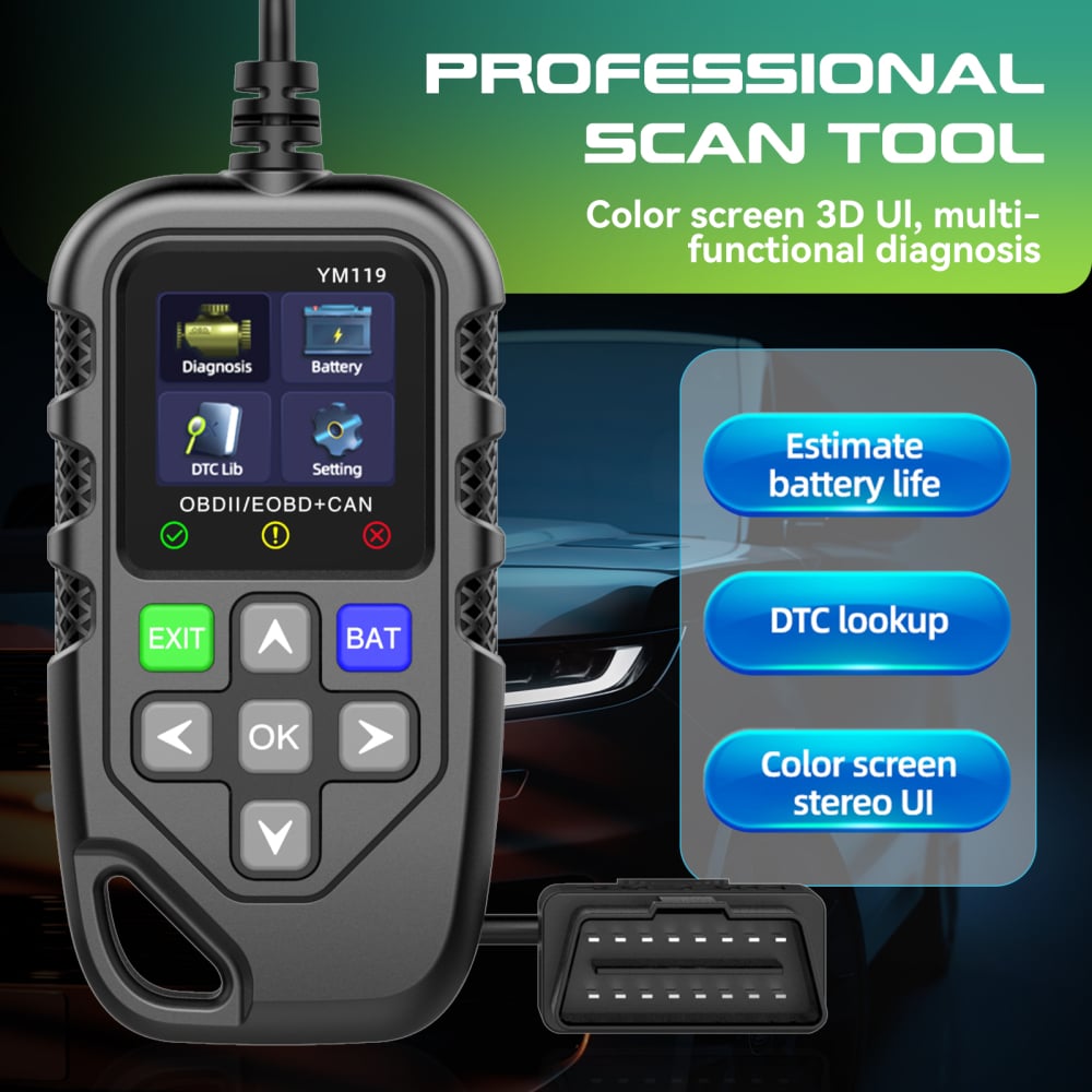 Tester auto OBD2 profesional YM119 cu funcție de diagnoză completă și testare baterie [10]