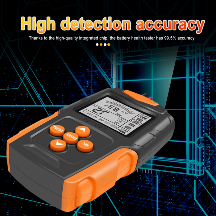 Tester de baterie auto 6V/12V/24V, 100-2000 CCA 2Ah-220 Ah, analizor digital baterie pentru masini, camioane, motociclete, SUV-uri, barci [13]