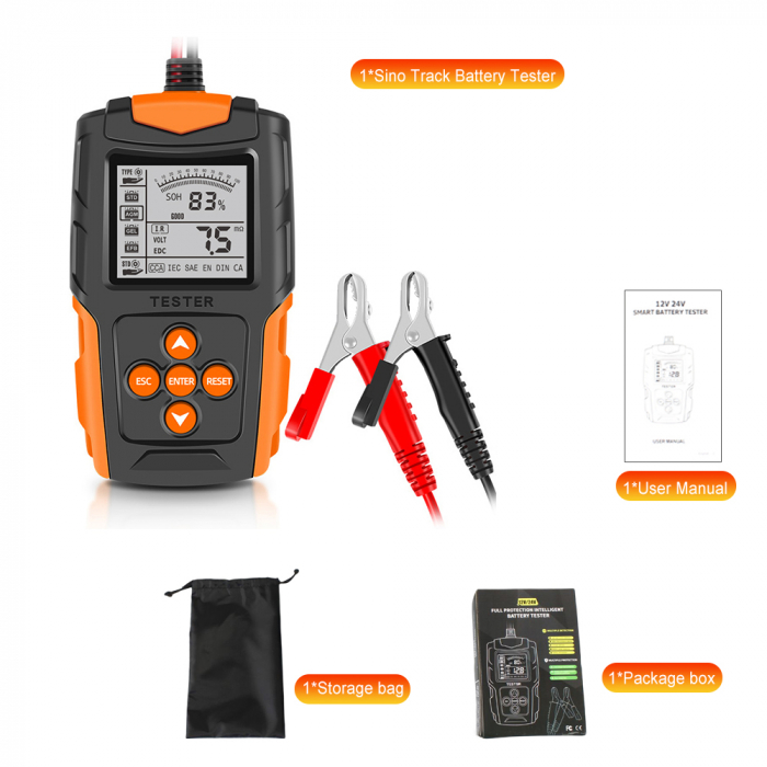 Tester de baterie auto 6V/12V/24V, 100-2000 CCA 2Ah-220 Ah, analizor digital baterie pentru masini, camioane, motociclete, SUV-uri, barci [8]