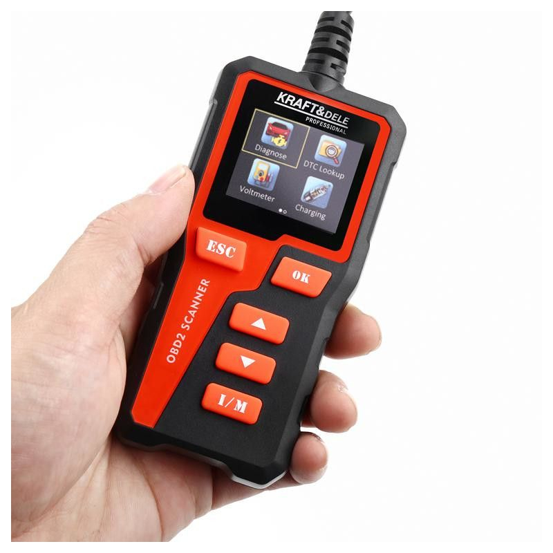 Tester de diagnosticare auto OBD2,Universal citire si stergere coduri de eroare a motorului, teste baterie si parametrii rosu/negru [3]