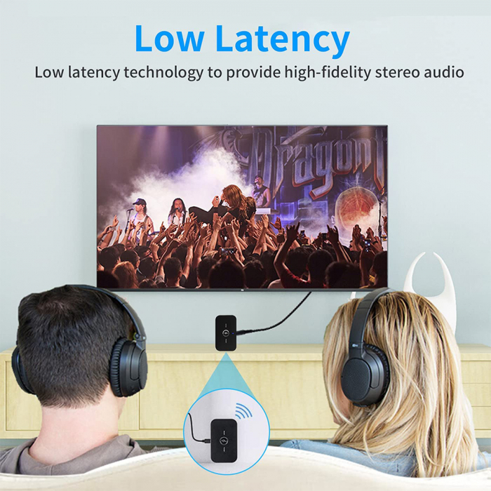 Transmitator si receptor audio, Bluetooth 5.0, 2 in 1, Jack 3, 5 mm, pentru TV, PC, Laptop, Masina, Negru [5]