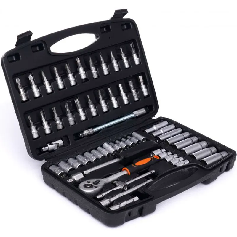 Trusă de Scule 56 Piese cu Valiză Inclusă, Clichet 1/4", Prize, Biti, Extensii și Accesorii [3]