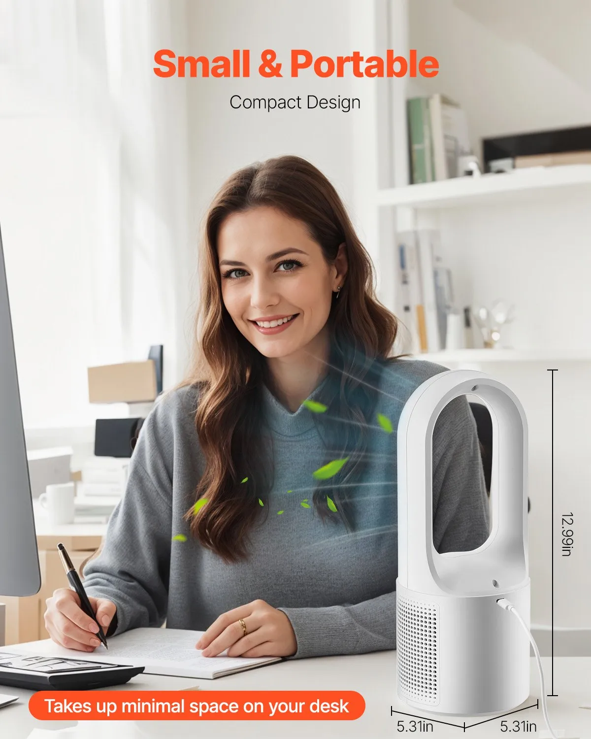 Ventilator Portabil De Birou AeroCool Pro, 6 Viteze, USB Type C, Motor Brushless, Ultra Silentios, Pentru Casa, Camping, Alb [6]