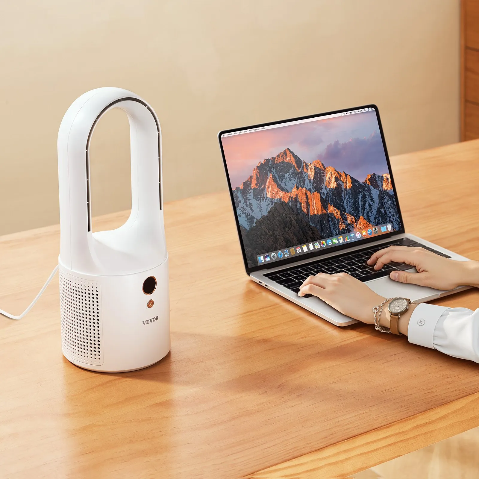 Ventilator Portabil De Birou AeroCool Pro, 6 Viteze, USB Type C, Motor Brushless, Ultra Silentios, Pentru Casa, Camping, Alb [2]