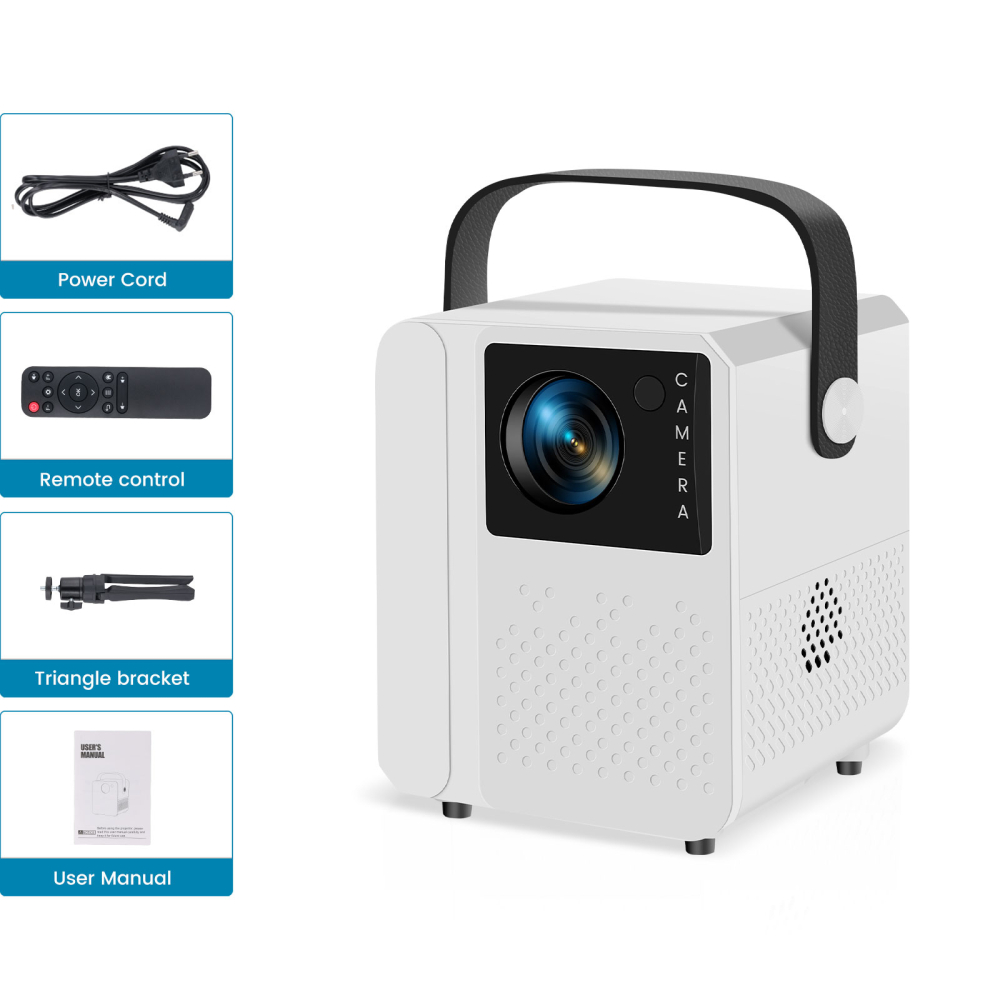 Video Proiector Smart T2 Pro–Full HD, WiFi 6, Bluetooth 5.0, suport până la 120 inch USB HDMI telecomandă inclusă alb [4]