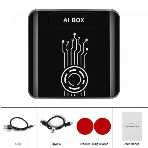 Adaptor AI BOX CarPlay & Android Auto, cu Android, 4GB RAM + 64GB ROM. Transformă conexiunea USB în conexiune wireless. Instalare rapidă, Plug & Play. [3]