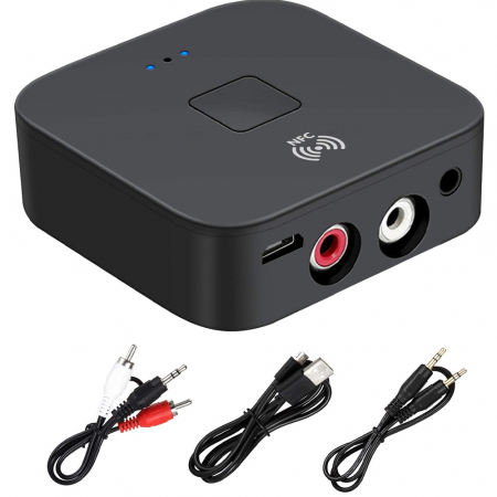 Cabluri Audio - Adaptor Bluetooth MinTech BT200, transmitator si receptor, NFC, A2DP, RCA, AUX, 3.5MM Jack