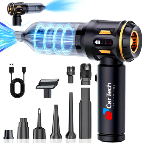 Toate Produsele - Aspirator auto cu Acumulator 6000 mAh Li-ion, 4 IN 1, 18000PA, 3 viteze 120W Power, culoare Negru-Gold