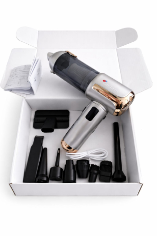 Aspirator Auto Portabil 4 în 1, Fără Fir, Motor Brushless 80.000 RPM, Display LCD, 3 Trepte de Viteză, Reîncărcabil [1]