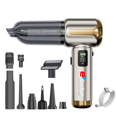 Aspirator Auto Portabil 4 în 1, Fără Fir, Motor Brushless 80.000 RPM, Display LCD, 3 Trepte de Viteză, Reîncărcabil [5]