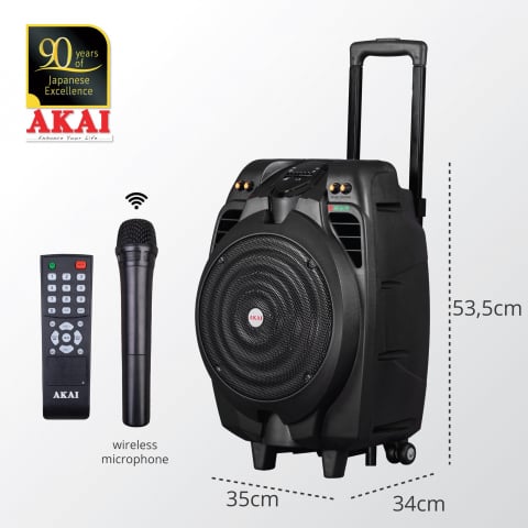 Boxă Activă Portabilă Akai SS023A‑X10 – Party Troller 50 W Bluetooth & Karaoke [1]