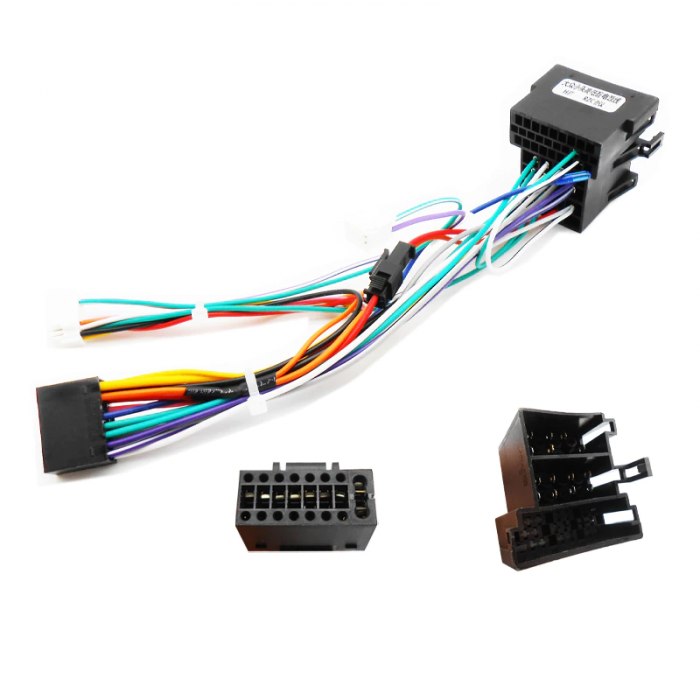 Cablu Adaptor ISO 16 Pini, EURO 2DIN compatibil cu navigatii Kenwood, Sony, JVC, BLAUPUNKT cat si toate playerele, navigatiile Android
