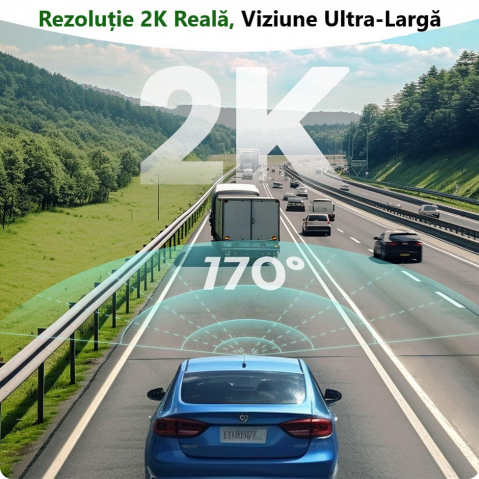 Cameră Auto DVR 2K Ultra HD – WiFi 5GHz, Viziune Nocturnă, G-Senzor, Control Vocal, unghi 170° [4]