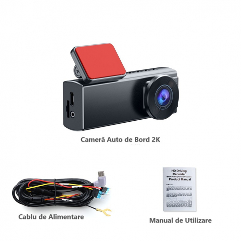 Cameră Auto DVR 2K Ultra HD – WiFi 5GHz, Viziune Nocturnă, G-Senzor, Control Vocal, unghi 170° [14]
