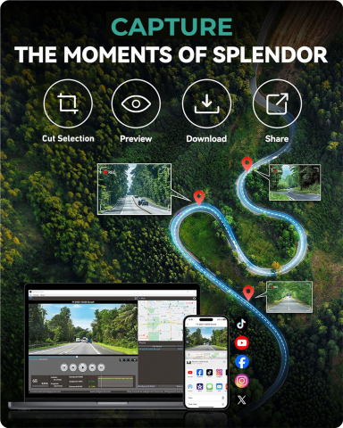 Cameră Auto DVR 2K Ultra HD – WiFi 5GHz, Viziune Nocturnă, G-Senzor, Control Vocal, unghi 170° [11]