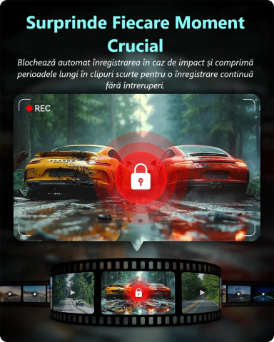 Cameră Auto DVR 2K Ultra HD – WiFi 5GHz, Viziune Nocturnă, G-Senzor, Control Vocal, unghi 170° [3]