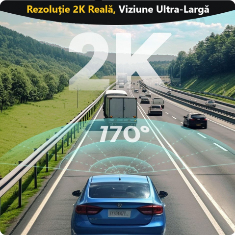 Cameră Auto DVR 2K WiFi cu Viziune Nocturnă, G-Sensor, Monitorizare Parcare 24H – Control prin Aplicație [2]