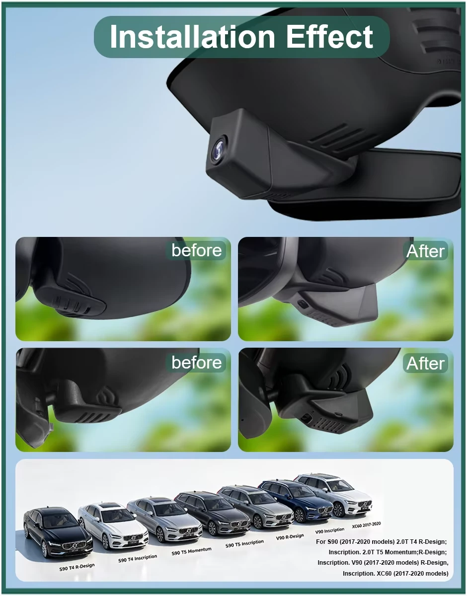 Cameră frontală Volvo S90 / V90 / XC60, carcasă 6126, negru pe fundal alb [2]
