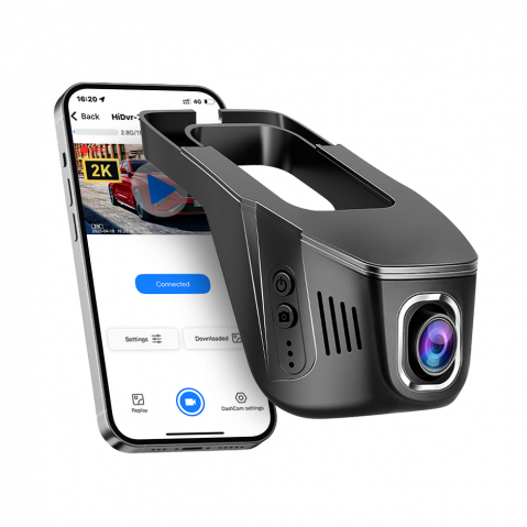 Camera Trafic DVR - Cameră auto DVR cu rezoluție 2K, WiFi 5GHz, vedere pe timp de noapte, monitorizare 24 din 24 și senzor de impact