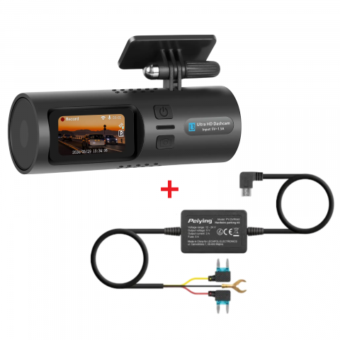 Camera Trafic DVR - Set Camera Auto DVR cu WiFi + Kit instalare conexiune 24/7, 2K, G-Senzor, 150° unghi vizual, WDR, Mod Parcare, inregistrare Loop, cu aplicatie pe telefon