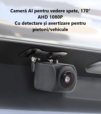 Cameră auto marșarier ADAS cu AI, AHD 1080p, Unghi 155°, avertizare vocală și pe ecran, impermeabilă IP68, sistem PAL [5]